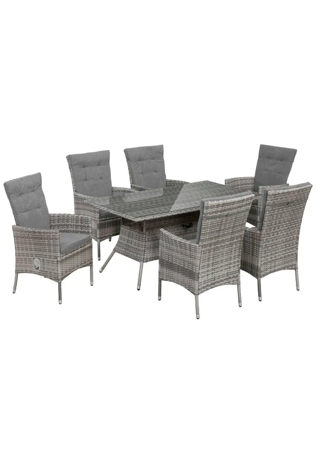 Garten-Essgruppe Belluno (Set, 13-tlg., 6x Sessel, Tisch 150x80x
