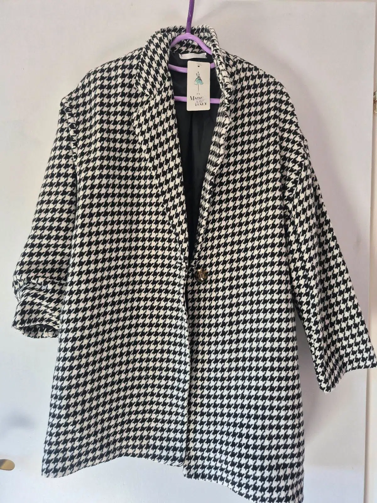 Damenmantel im Hahnentrittmuster Uni Größe (S-XL)
