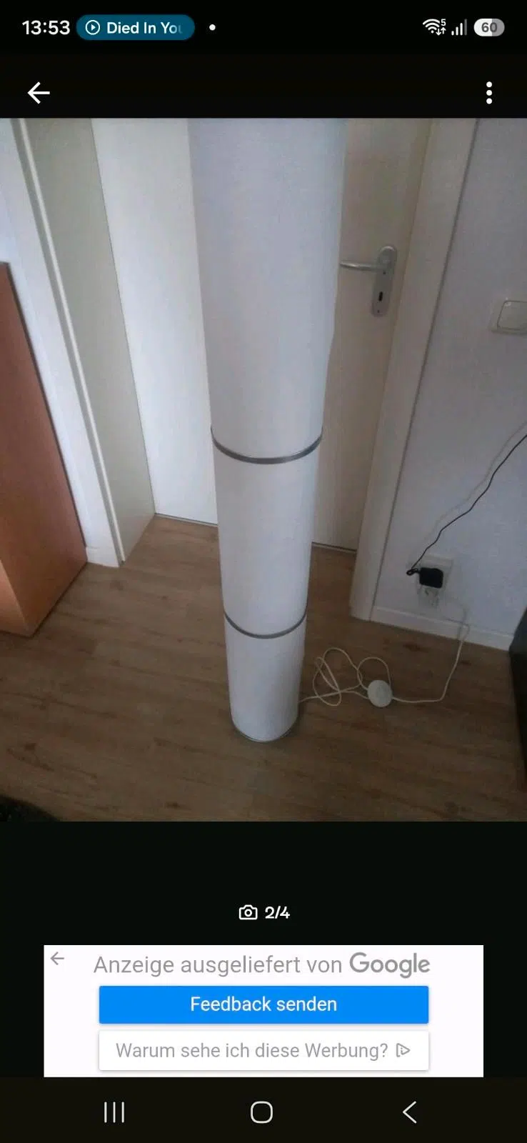 IKEA Stehlampe weiß zylindrisch