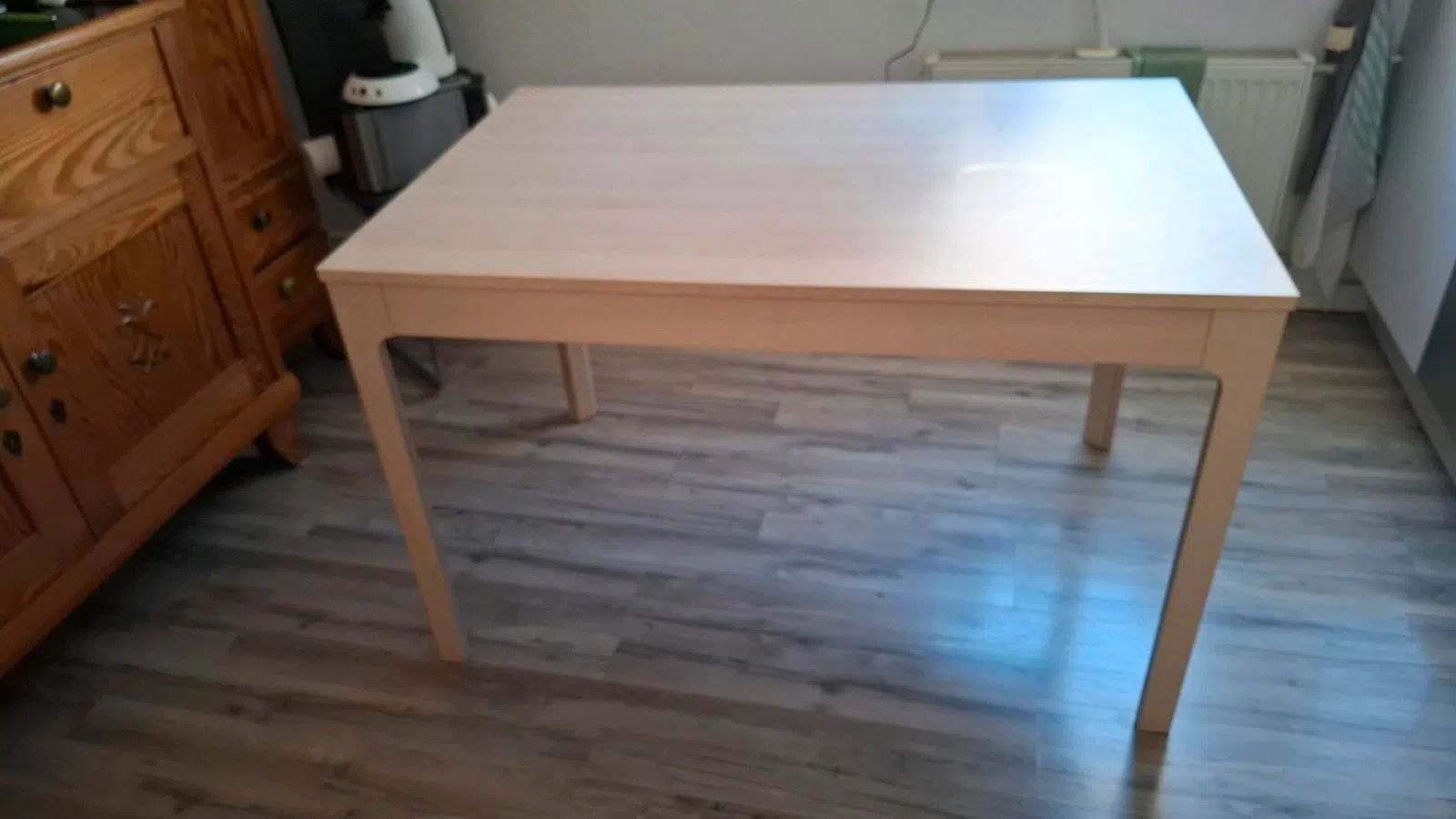 Ausziehbarer Esstisch, helles Holz, 120/180 x 80 cm
