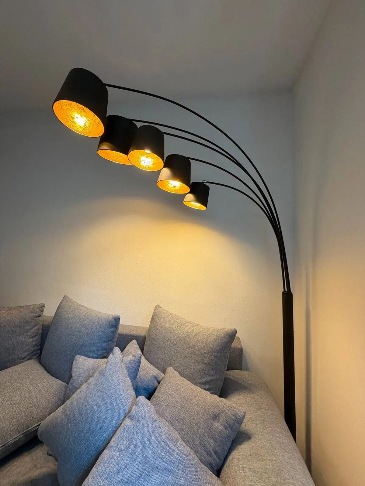Große 5-flammige Bogen-Stehlampe