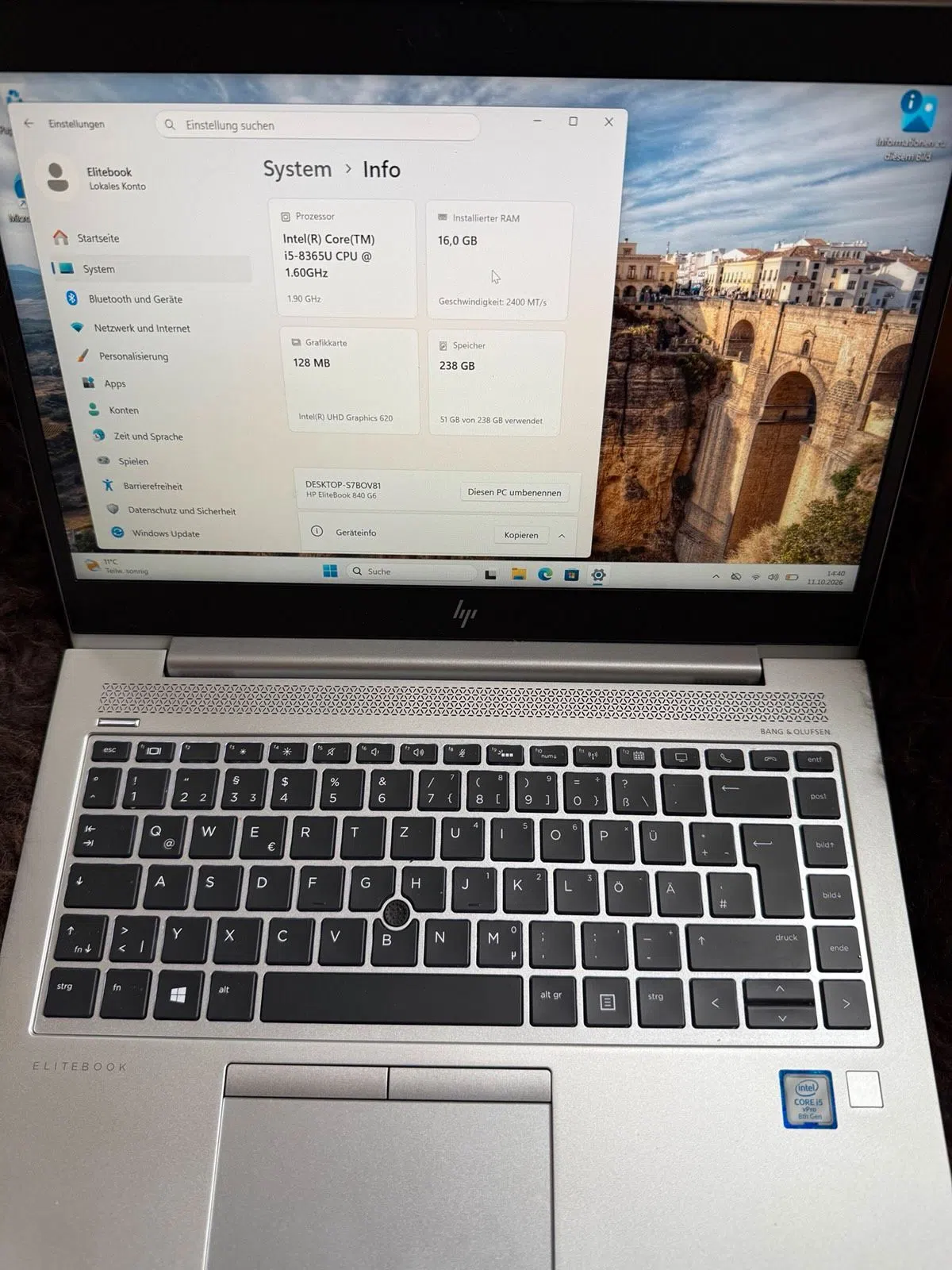 HP EliteBook 840 G6 Notebook mit 16GB RAM Win 11 Super Zustand
