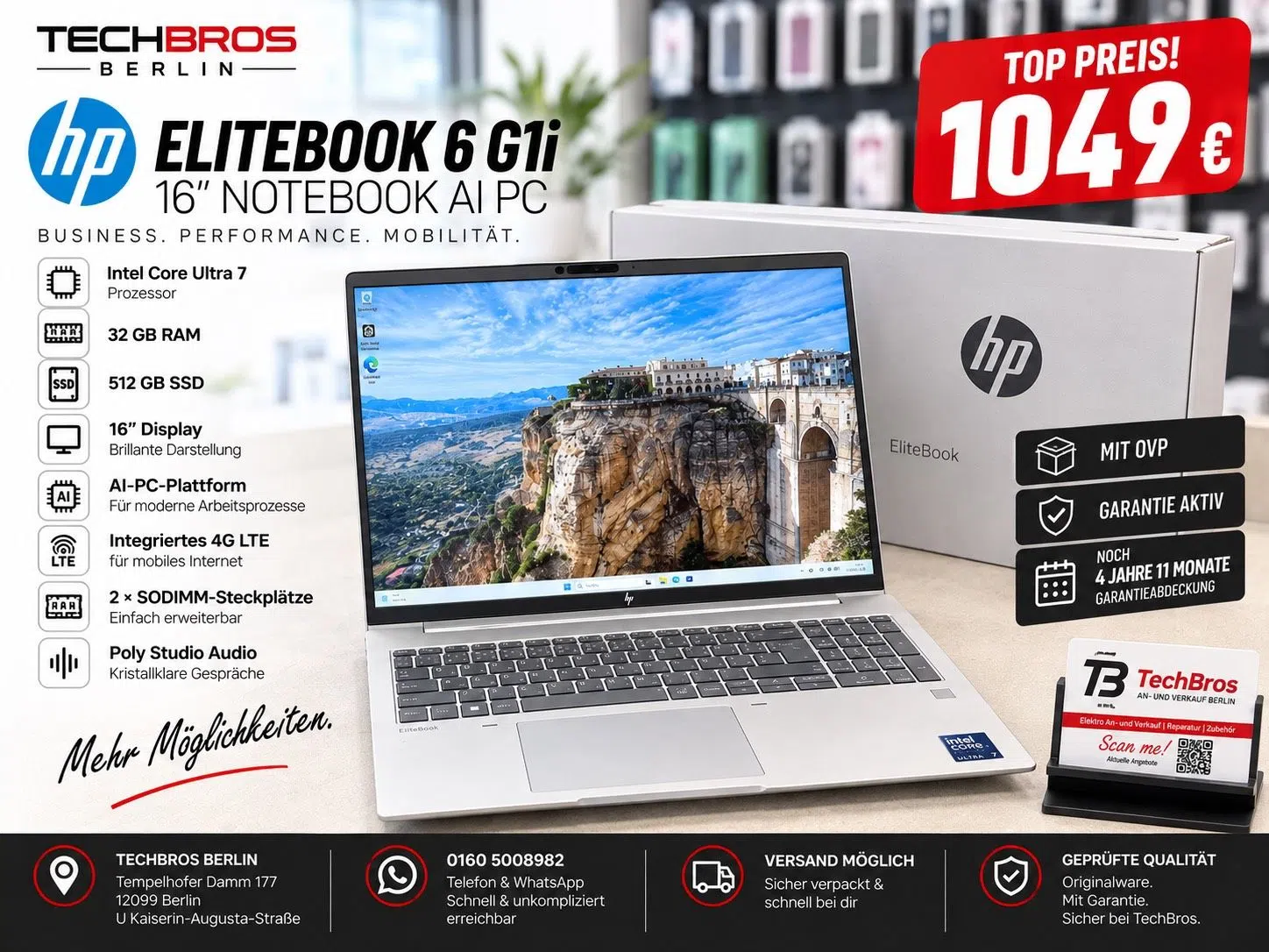 ⭐️ TOP ANGEBOT ⭐️ HP ELITEBOOK 6 G1i 16” NOTEBOOK AI PC