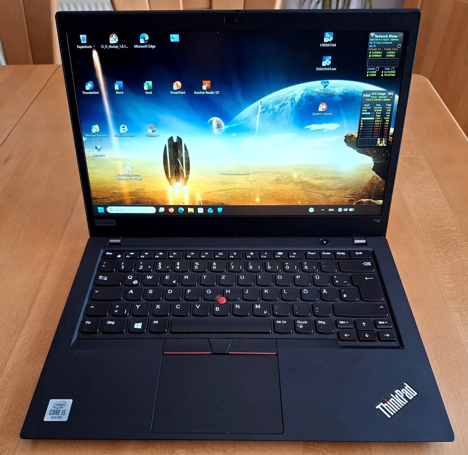 Lenovo Thinkpad T14, Intel i5 10.Gen (4C/8T), 8GB DDR4, NVMe-SSD