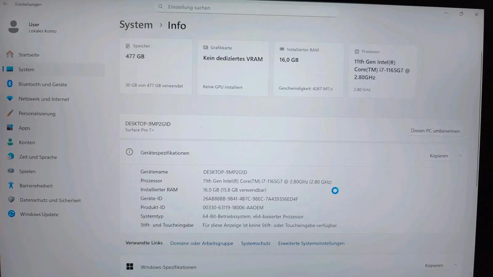 Microsoft Surface Pro 7+ Model 1960 als defekt