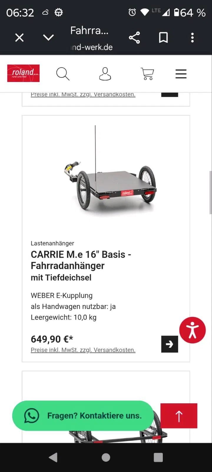 Roland Carrie M Fahrradanhänger mit Alutec Box, abschließbar