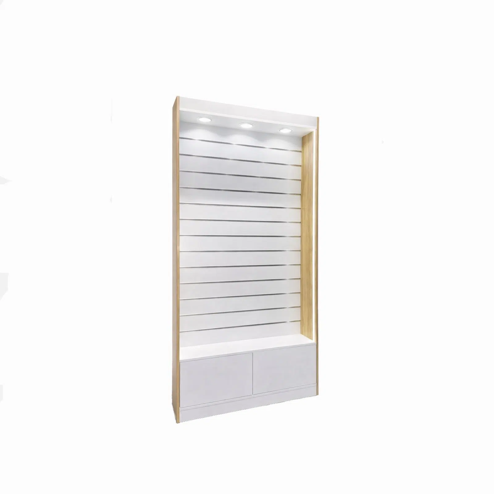 Handy Laden /Lamellen Regal Mit Schrank und LED Beleuchtung