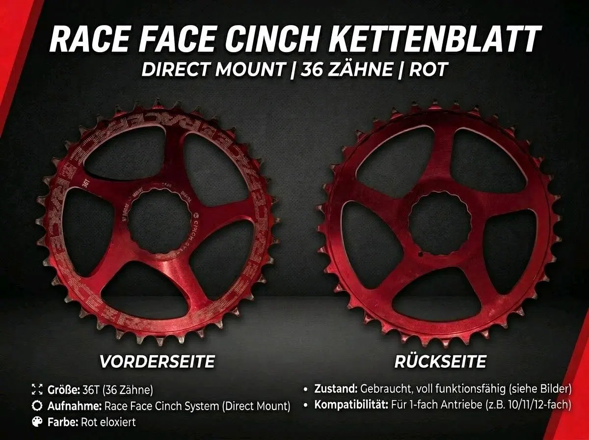 Race Face Cinch Direct Mount KB 36T Rot eloxiert Narrow-Wide